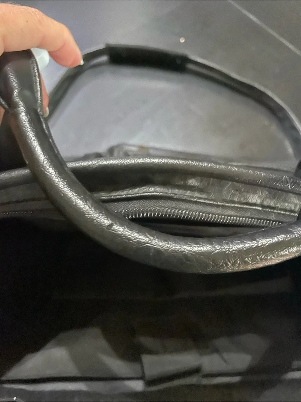 Vintage Black Leather Travel Messenger CarryOn Bag laptop computer luggage